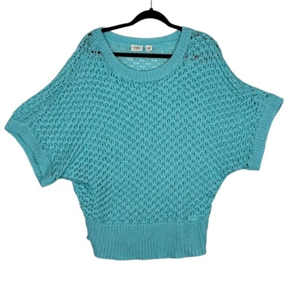 Cato Woman Turquoise Blue Open Knit Crochet Dolman Sweater Top Plus Size 18/20W